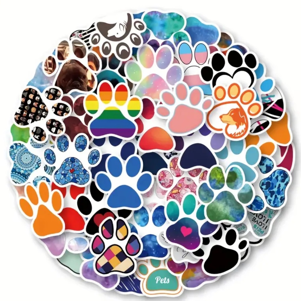 NIP! 50 Pieces of Animal Paw Print Stickers!